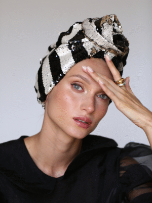 Stripped sequin turban