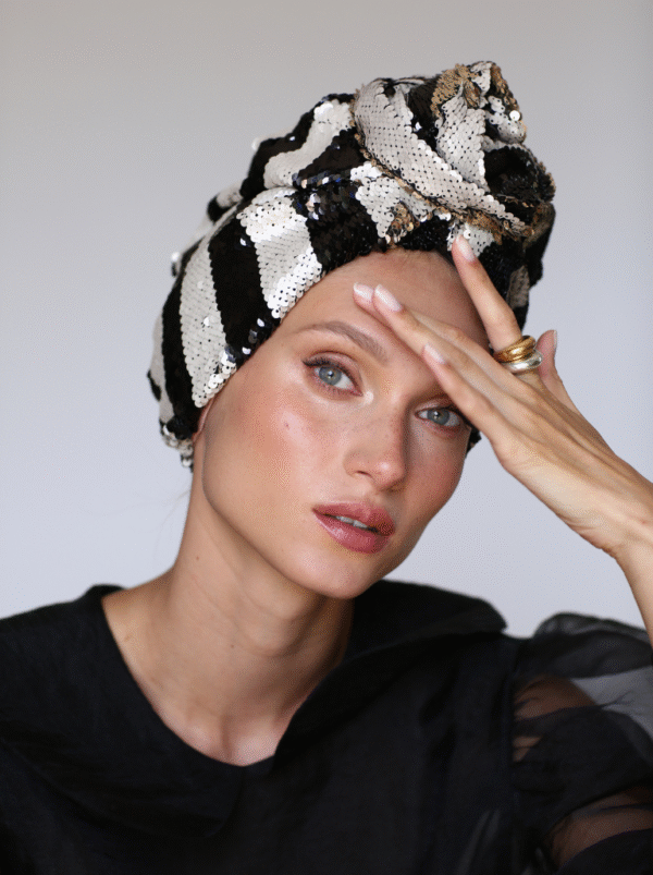 Stripped sequin turban