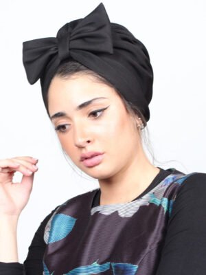 Turban hat bow in black