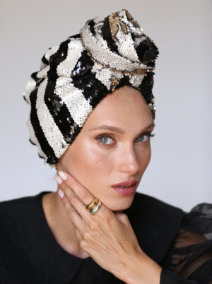 Stripped sequin turban