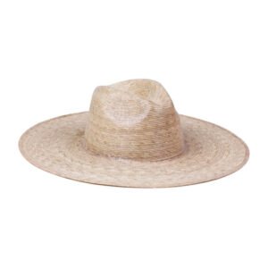 Natural 100% palm leaf wide-brimmed fedora hat with a 12 cm brim.