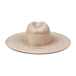 Natural 100% palm leaf wide-brimmed fedora hat with UPF 50+ sun protection.