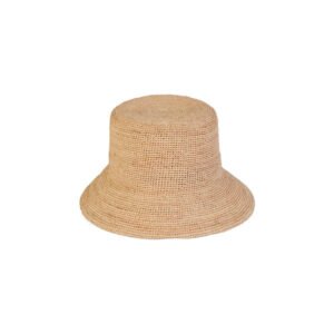 Natural raffia straw bucket hat with a short brim