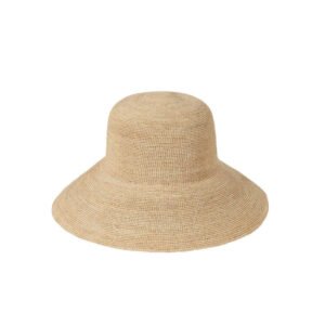Wide-brimmed raffia straw Inca Sunhat in beige stripes