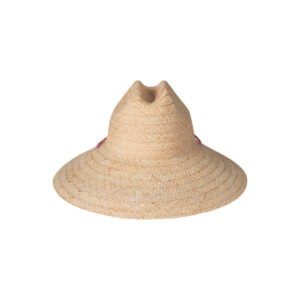 The Vista - Raffia hat with a wide brim and pale pink chin cord